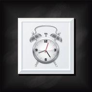 Silver Alarm Clock On A Square Blackboard Icon N2