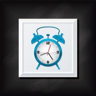 Blue Alarm Clock On A Square Blackboard Icon N2