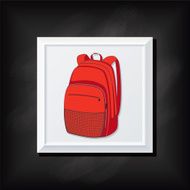 Red Backpack On A Square Blackboard Icon N2