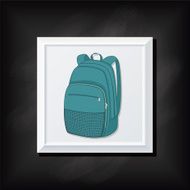 Blue Backpack On A Square Blackboard Icon N2