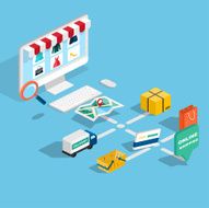 Flat 3d web isometric e-commerce electronic business online sh