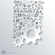 Settings icon Flat abstract background with web icons Interface symbols