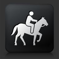 Black Square Button with Horse Riding