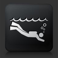 Black Square Button with Scuba Diver