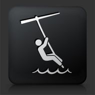 Black Square Button with Kite Surfing