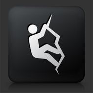 Black Square Button with Rock Climbing