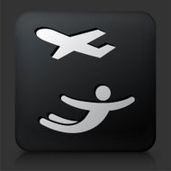 Black Square Button with Skydiving