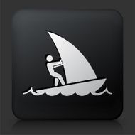 Black Square Button with Sail Boat N2