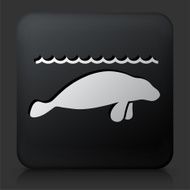 Black Square Button with Sea Lions