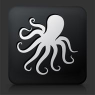 Black Square Button with Octopus