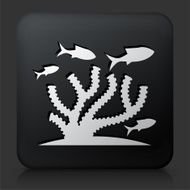 Black Square Button with Marine Animals
