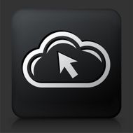 Black Square Button with Computer Cloud