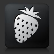 Black Square Button with Strawberry Icon