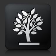 Black Square Button with Money Tree Icon N4