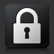 Black Square Button with Security Lock Icon N24