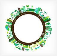 circle with green city - environment and ecology
