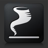 Black Square Button with Tornado Icon