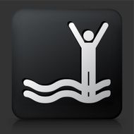 Black Square Button with Stic k Figure in Flood Icon