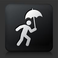 Black Square Button with Running &amp; Umbrella Icon