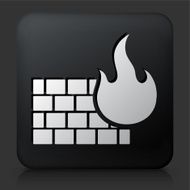 Black Square Button with Firewall Icon