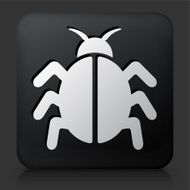 Black Square Button with Computer Bug Icon