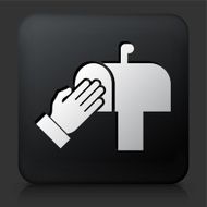 Black Square Button with Mail Box Icon