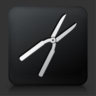 Black Square Button with Shears Icon