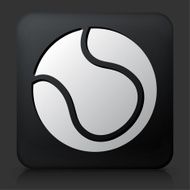 Black Square Button with Tennis Ball Icon