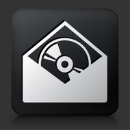 Black Square Button with Dish in Envelope Icon