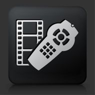 Black Square Button with Film &amp; Remote Icon