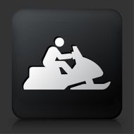 Black Square Button with Snowmobile