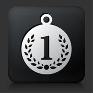 Black Square Button with Number 1 Medal Icon