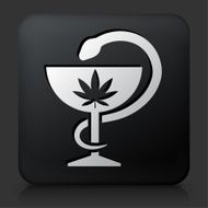 Black Square Button with Medical Marijuana Icon