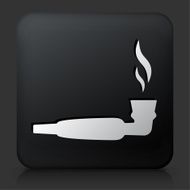 Black Square Button with Pipe Marijuana Icon