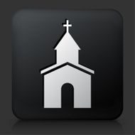 Black Square Button with Church Icon