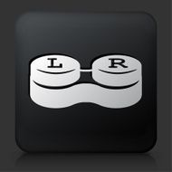 Black Square Button with Contact Lenses Case
