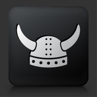 Black Square Button with Viking Helmet