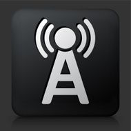 Black Square Button with Signal Tower