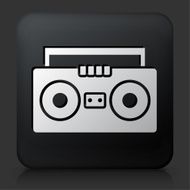 Black Square Button with Boombox
