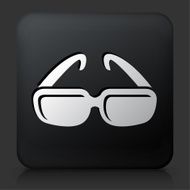 Black Square Button with Sunglasses