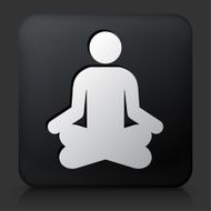 Black Square Button with Person Meditating