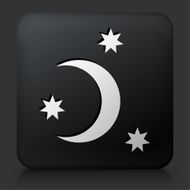Black Square Button with Moon and Stars
