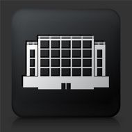 Black Square Button with Plaza Building Icon