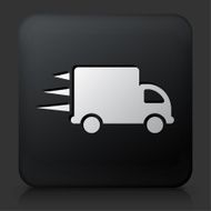 Black Square Button with Moving Truck Icon