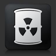 Black Square Button with Nuclear Waste Barrel Icon