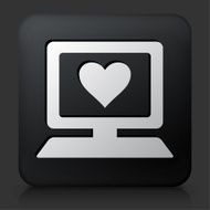 Black Square Button with Computer and Heart Symbol