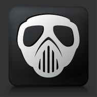 Black Square Button with Paintball Mask