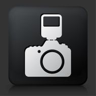 Black Square Button with DSLR Camera and Flash