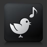 Black Square Button with Bird Singing