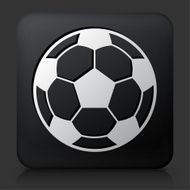 Black Square Button with Soccer Ball